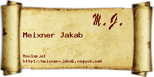 Meixner Jakab névjegykártya